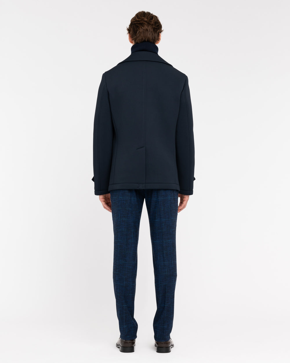 blue bonded technical jersey peacoat