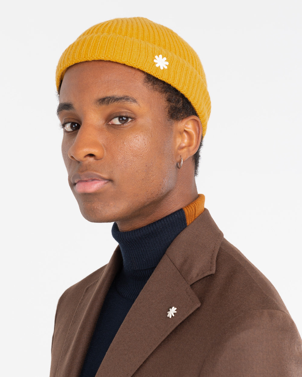 yellow english rib cashmere blend cap