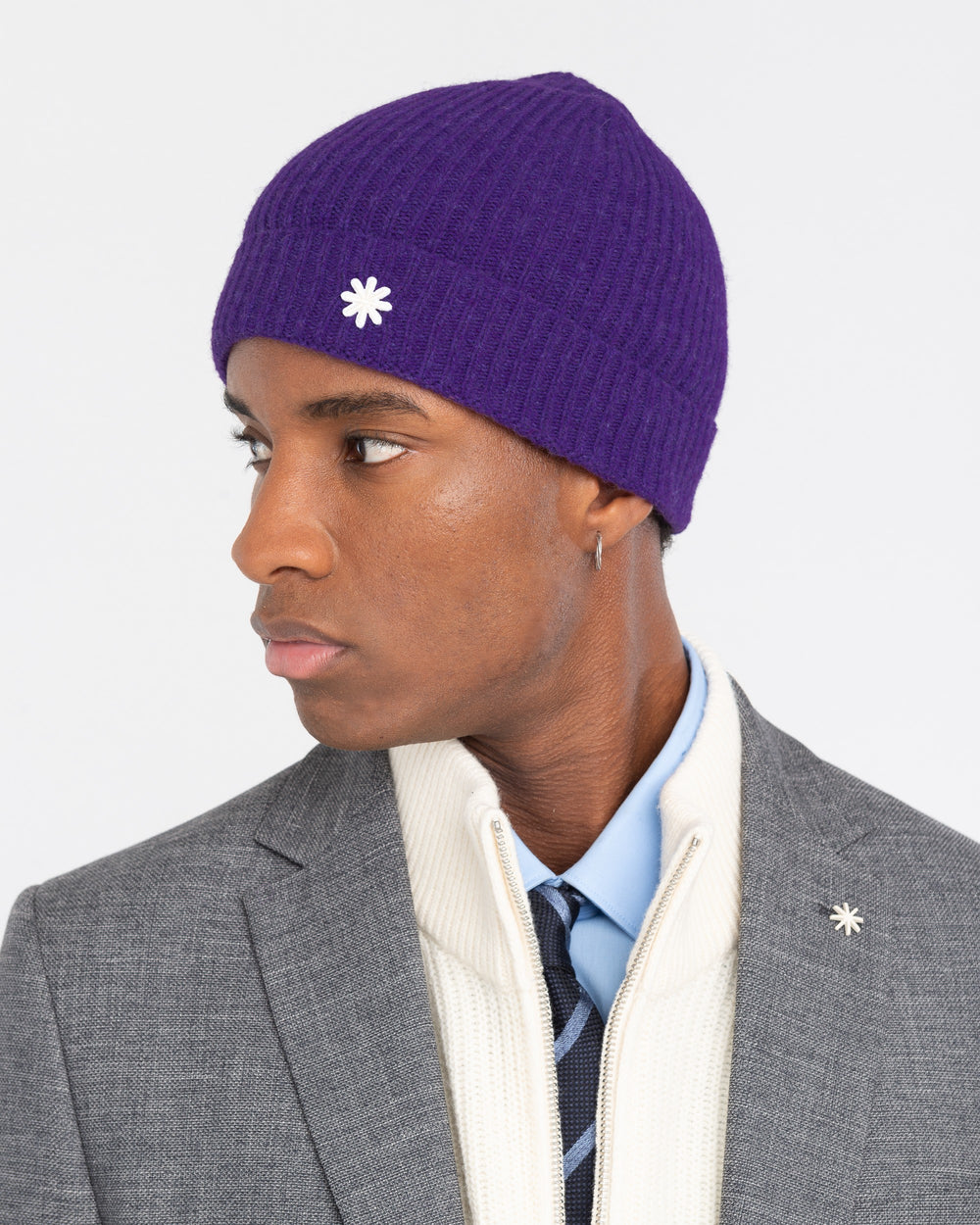 violet english rib cashmere blend cap