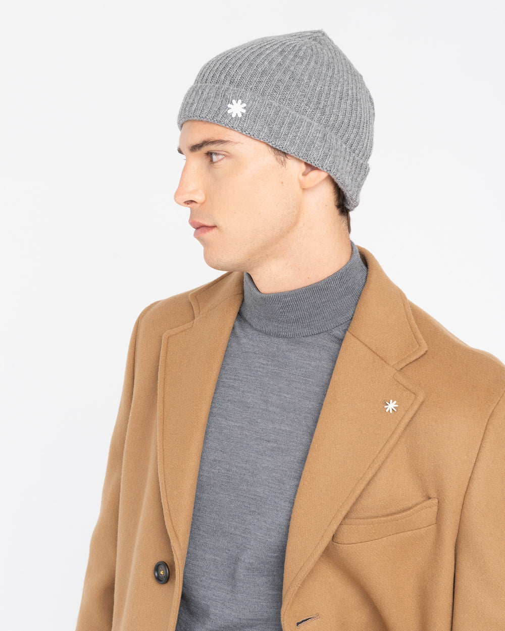 gray english rib cashmere blend cap