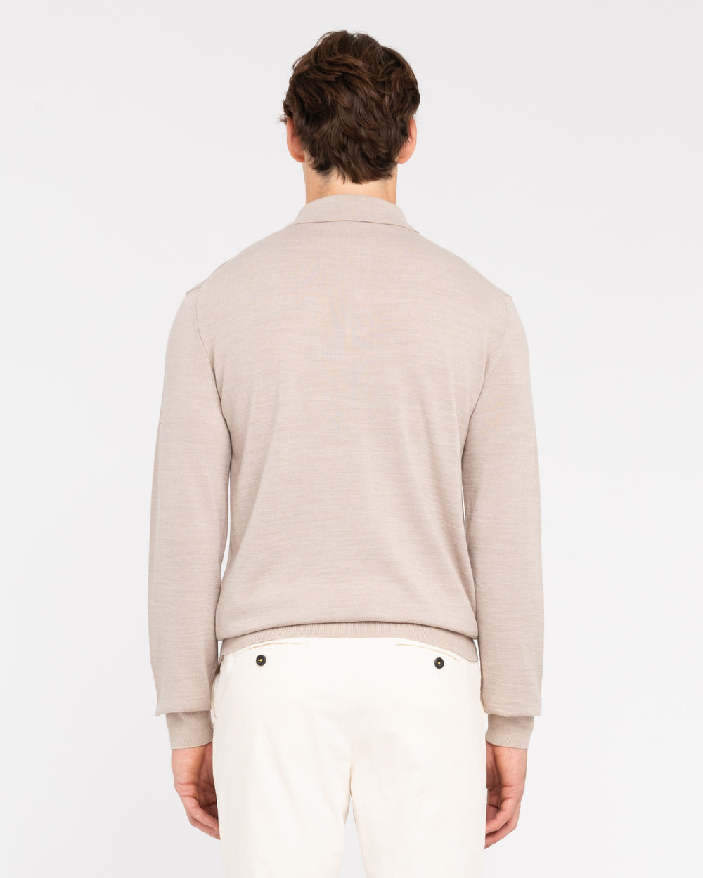 beige wool blend polo shirt