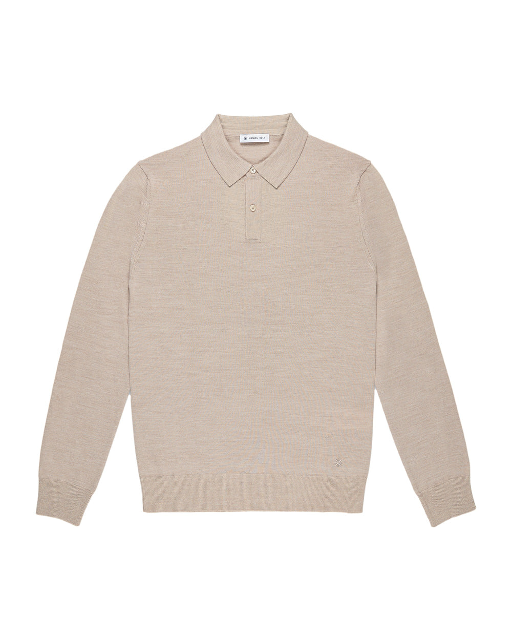 beige wool blend polo shirt