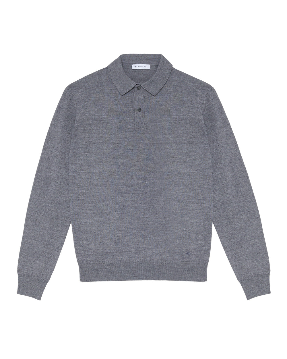 gray wool blend polo shirt