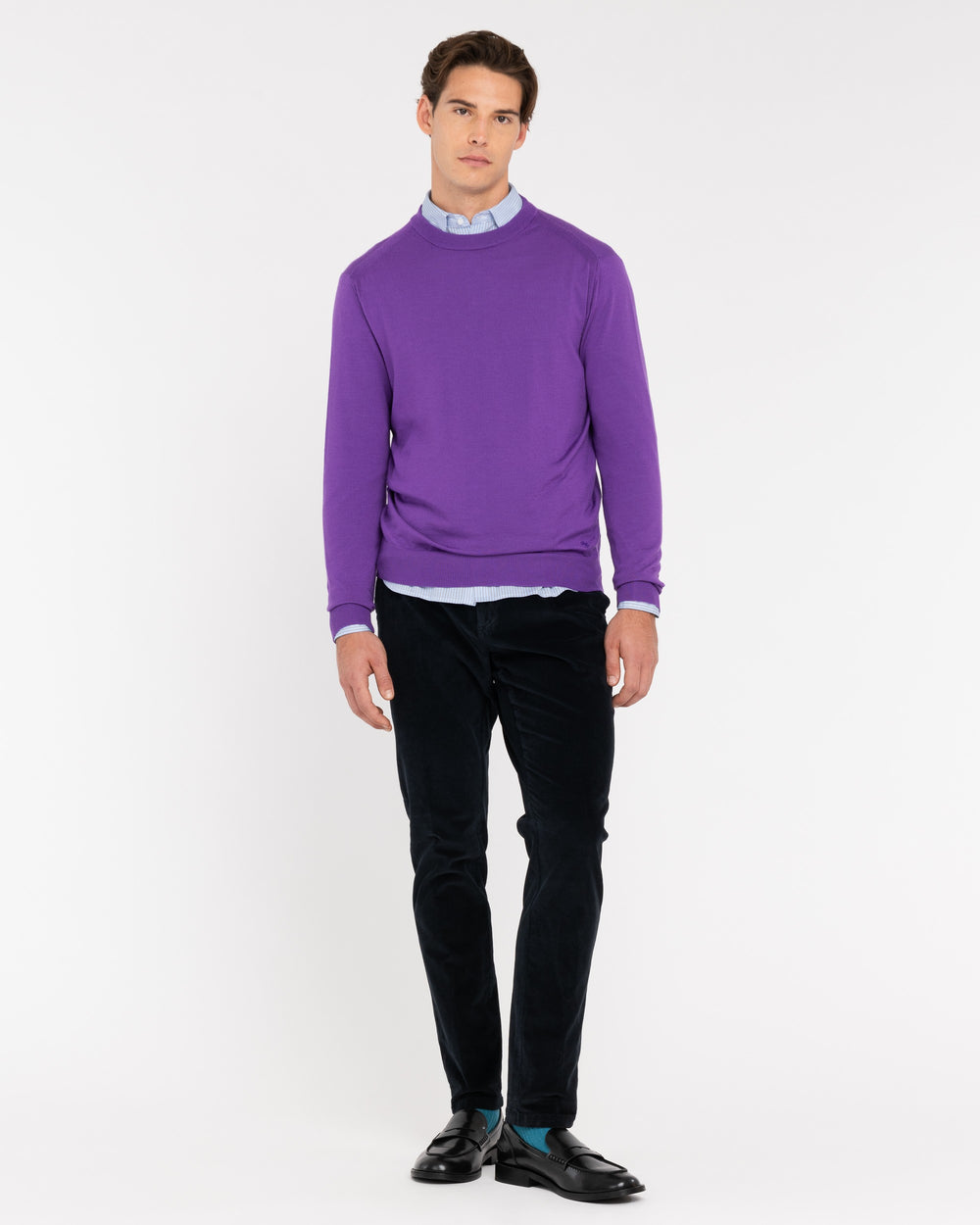 violet pure wool round neck sweater