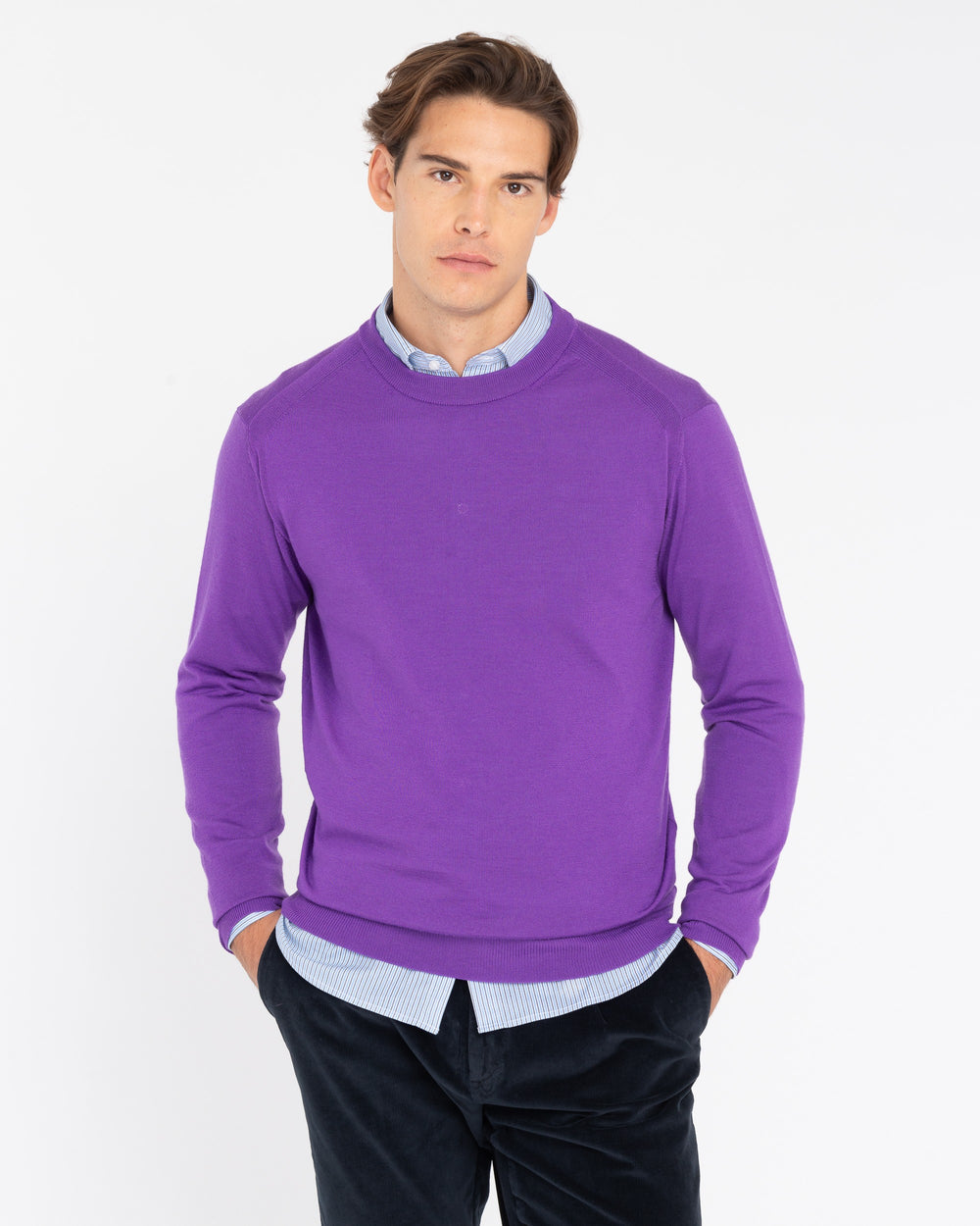 violet pure wool round neck sweater