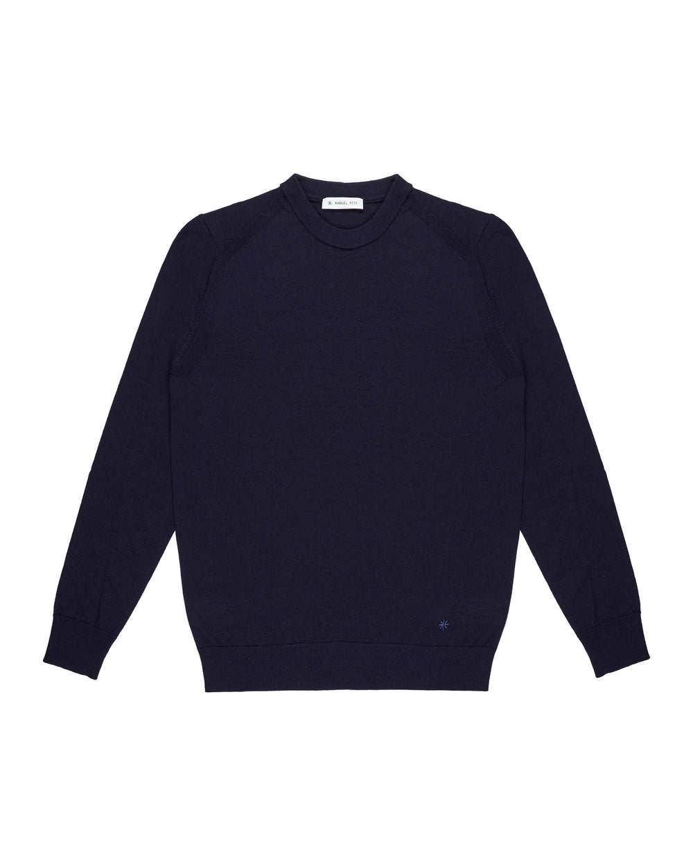 blue pure wool round neck sweater