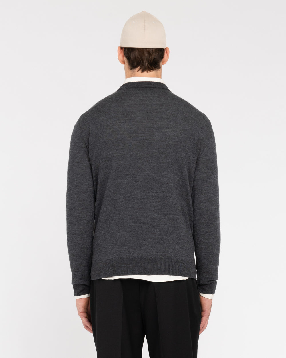 gray pure wool round neck sweater