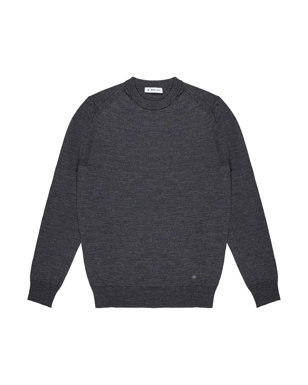 gray pure wool round neck sweater