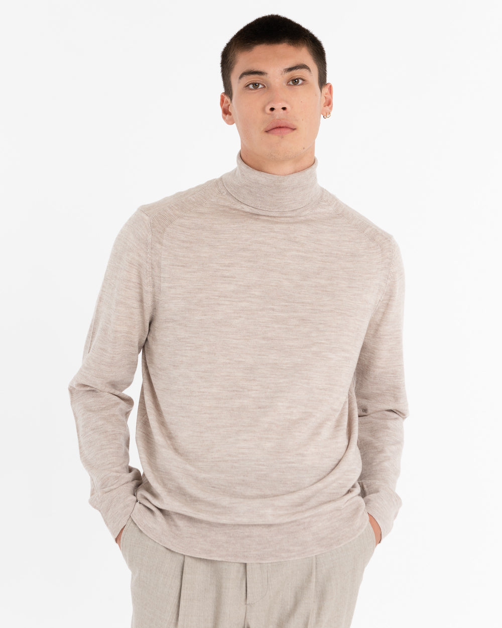 beige pure wool turtleneck