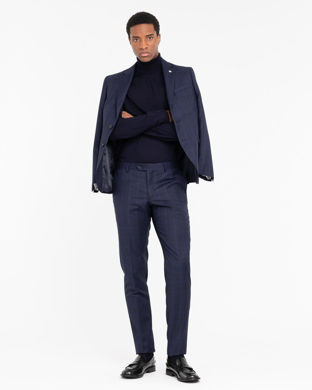 blue pure wool turtleneck