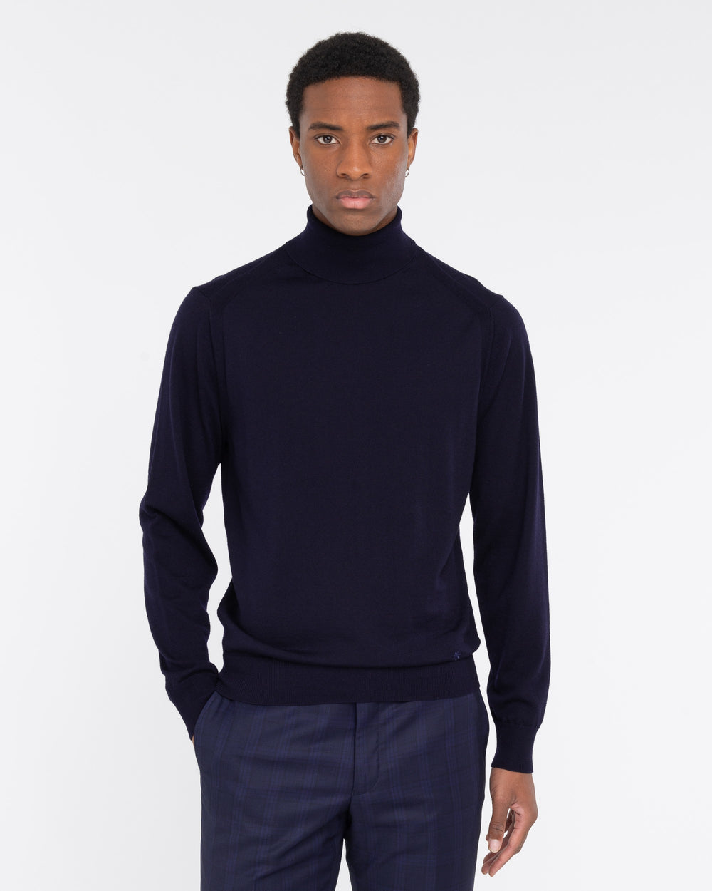 blue pure wool turtleneck