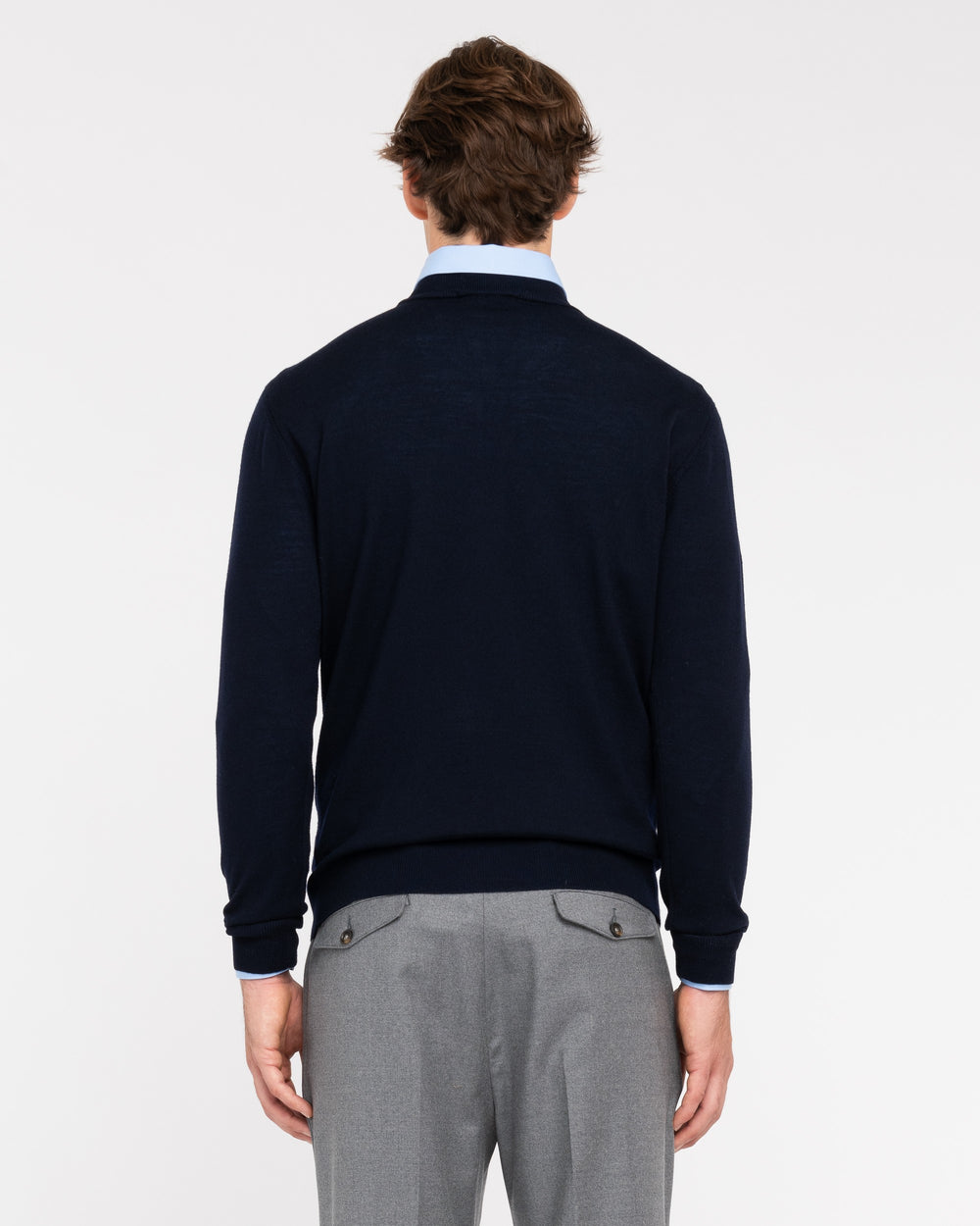 blue pure wool mock neck