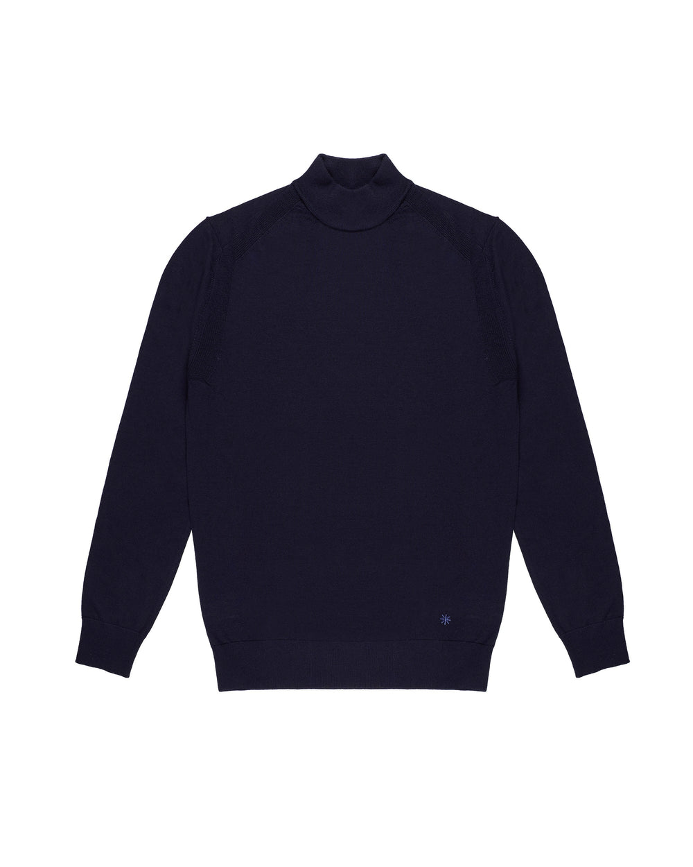 blue pure wool mock neck