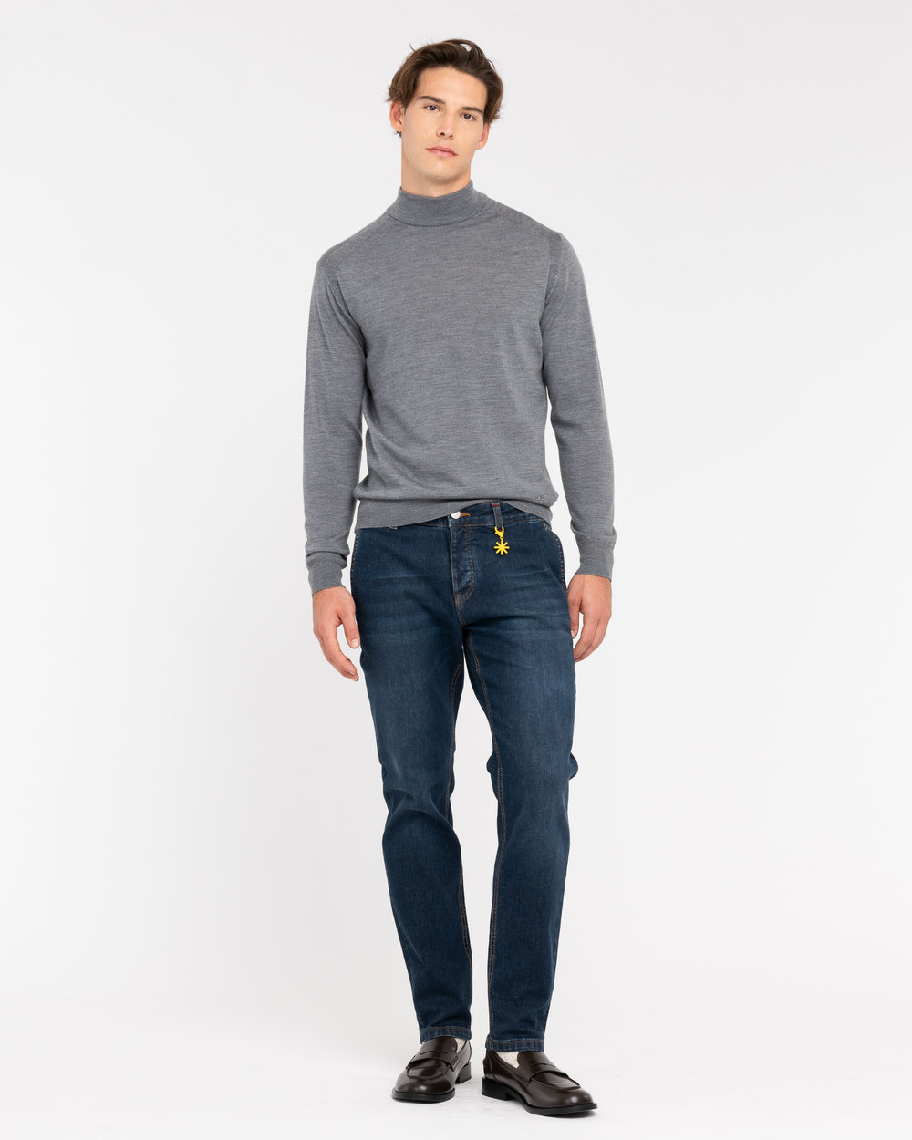 gray pure wool mock neck