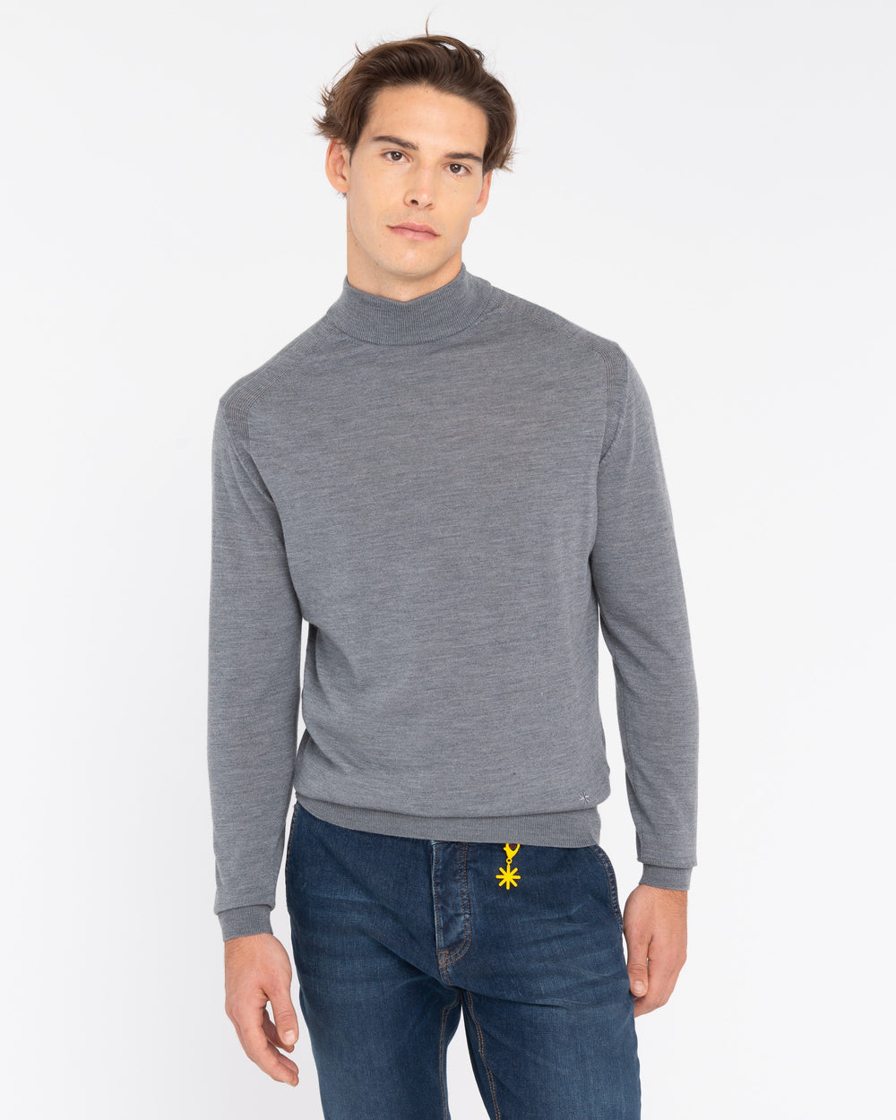 gray pure wool mock neck