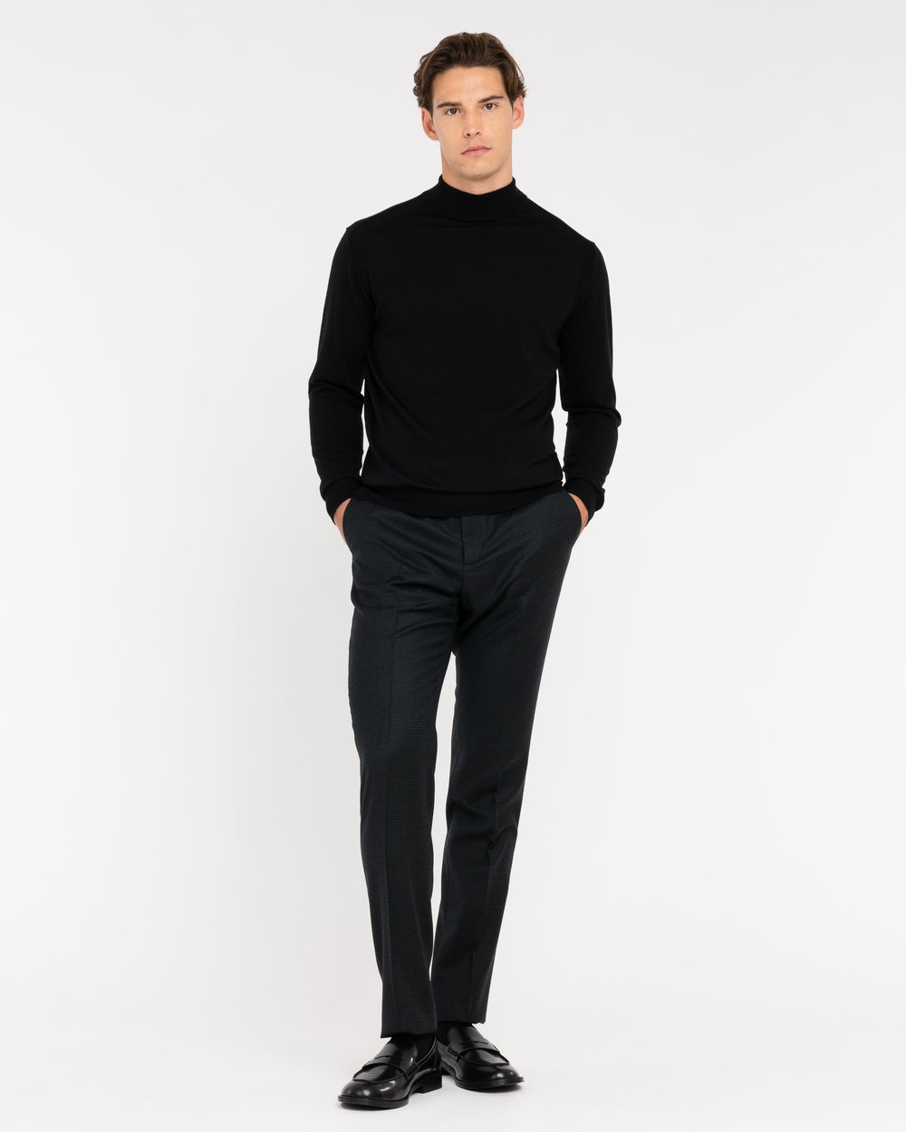 black pure wool mock neck