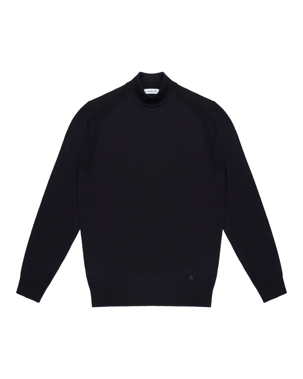 black pure wool mock neck