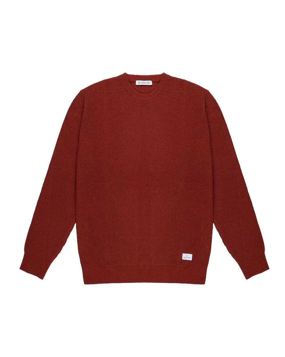 brown wool blend crew neck sweater