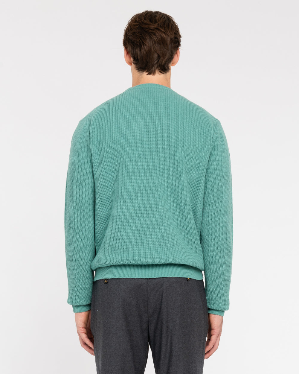 green wool blend crew neck sweater