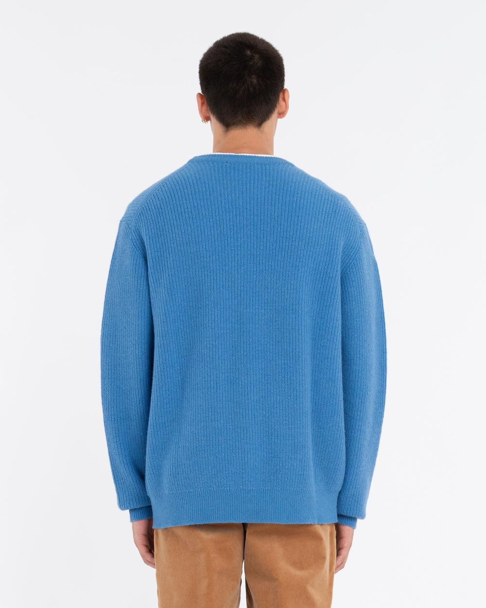 sky blue wool blend crew neck sweater