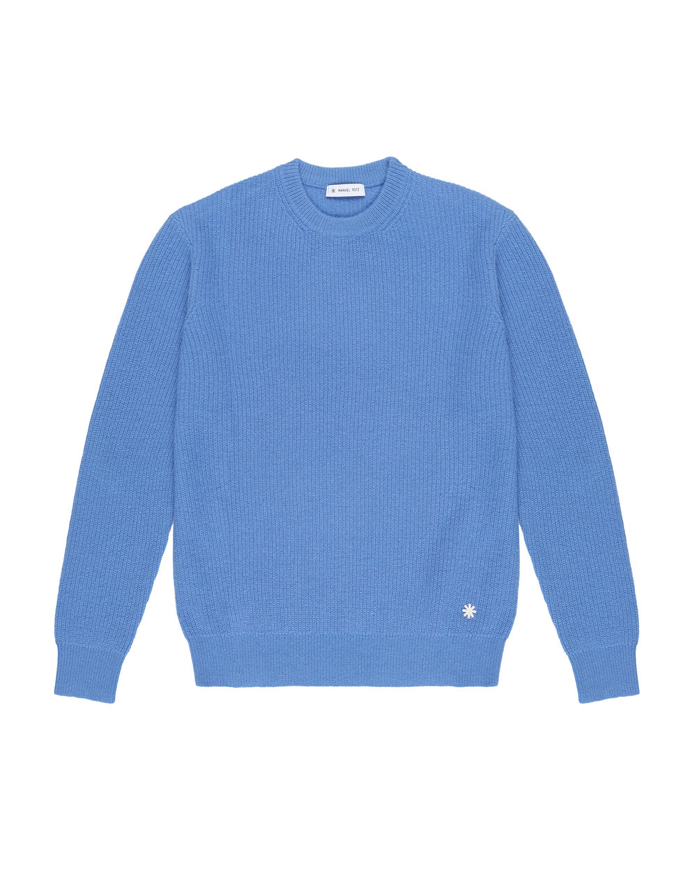 sky blue wool blend crew neck sweater