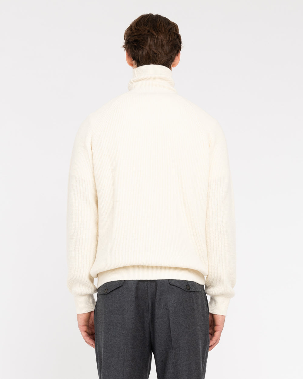 white wool blend turtleneck sweater