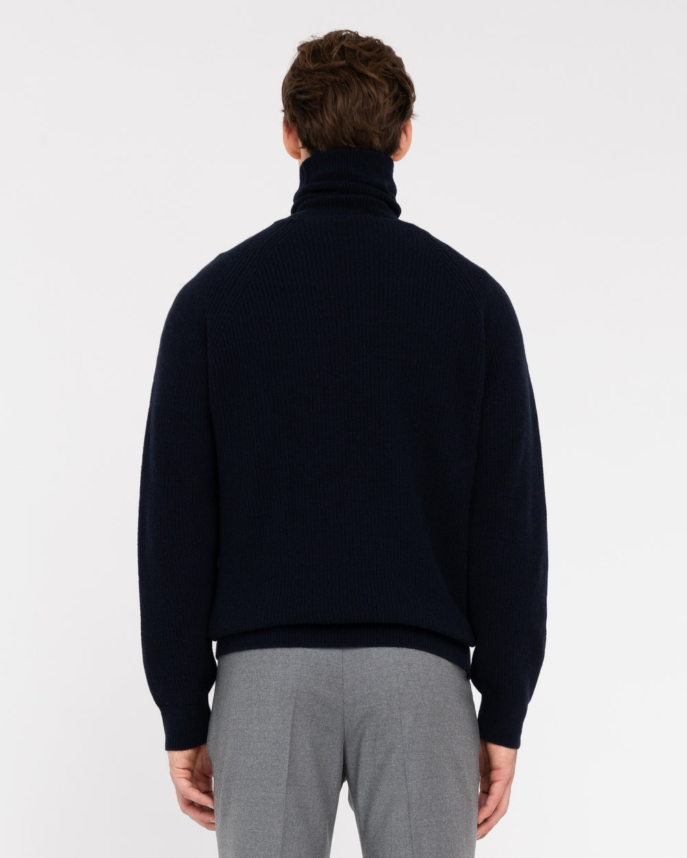 blue wool blend turtleneck sweater