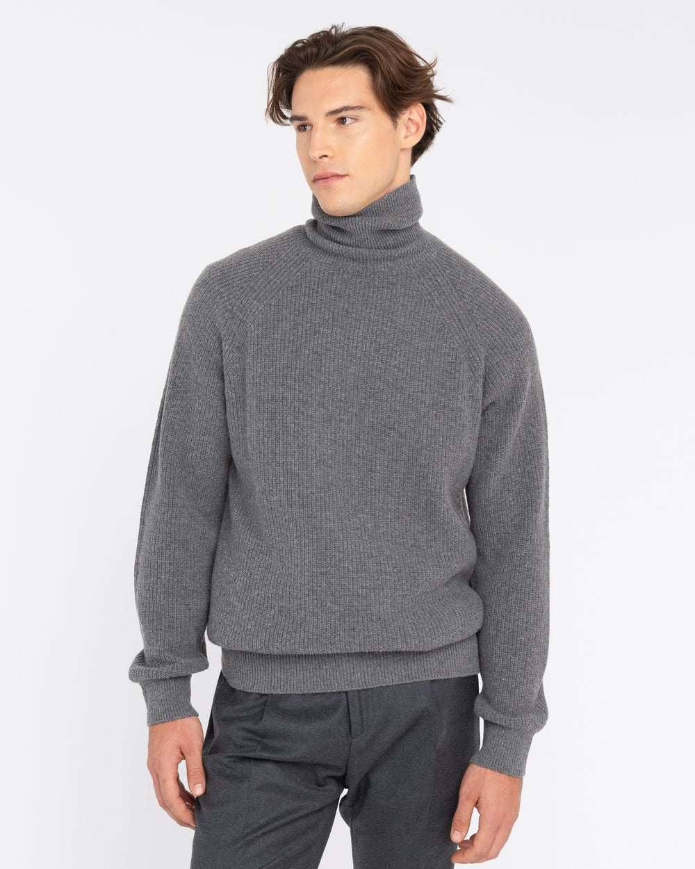 gray wool blend turtleneck sweater