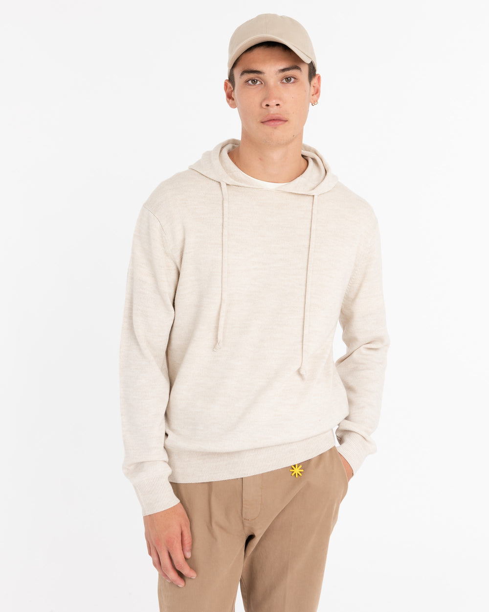 white wool-blend hoodie