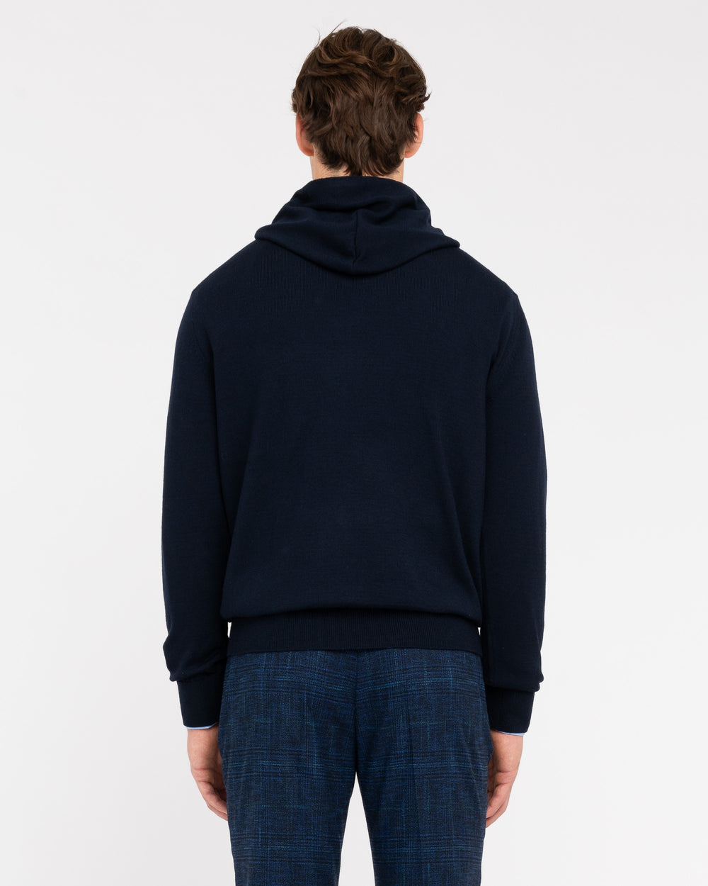 blue wool-blend hoodie