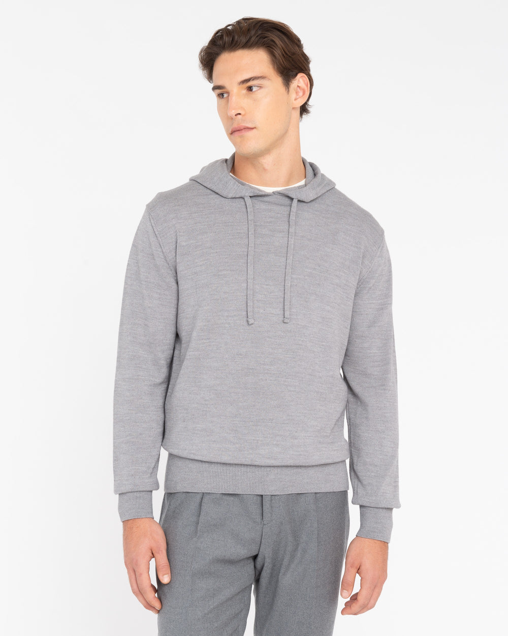 gray wool-blend hoodie