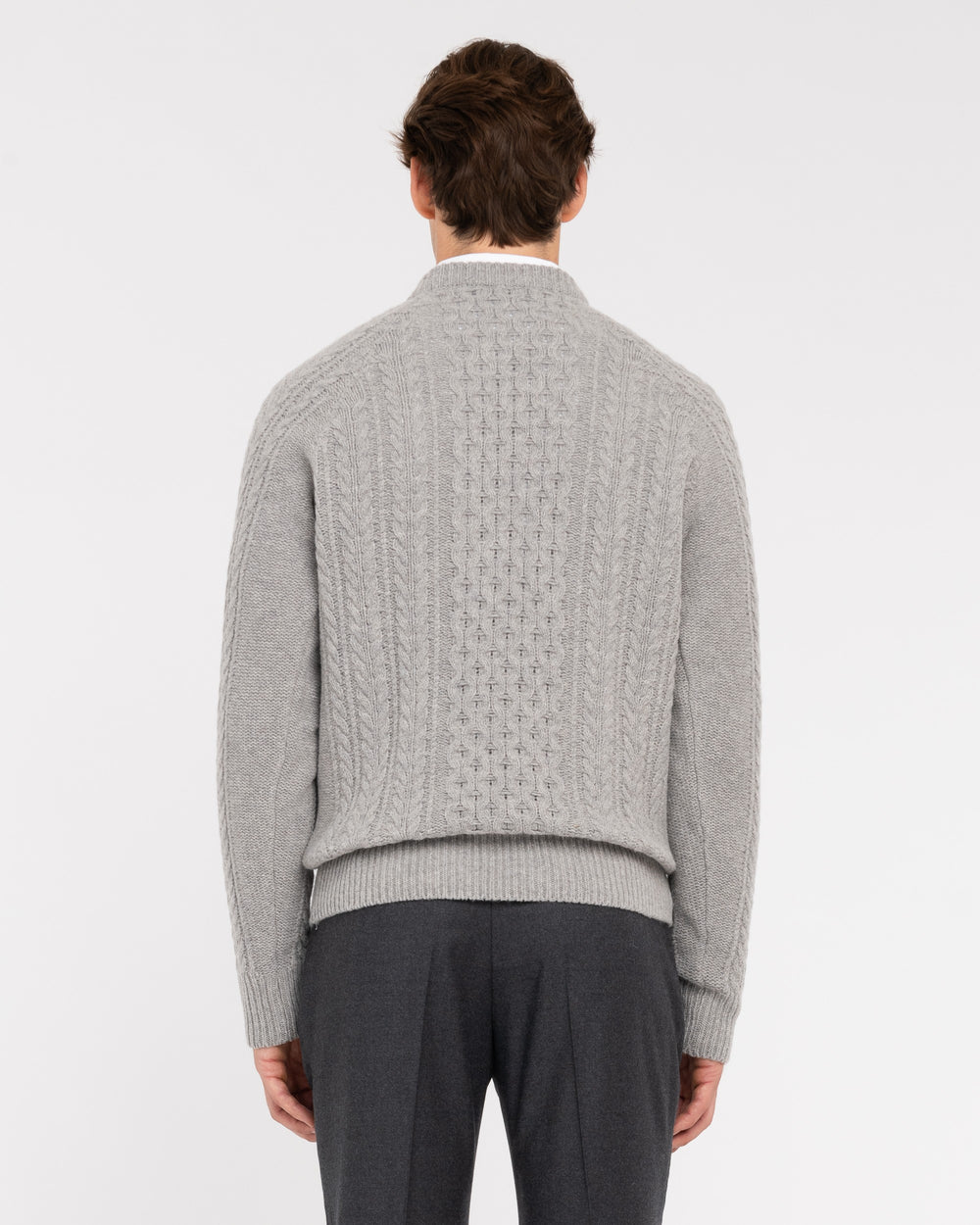 gray carded wool crew neck sweater