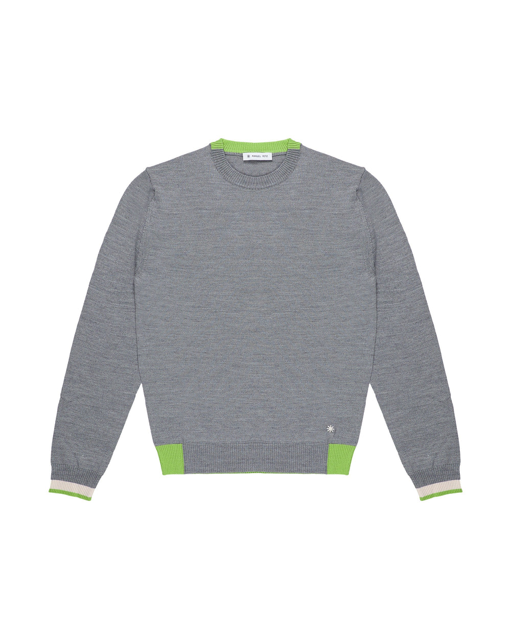 gray wool blend sweater with contrasts