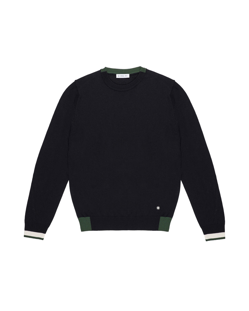 black wool blend sweater with contrasts