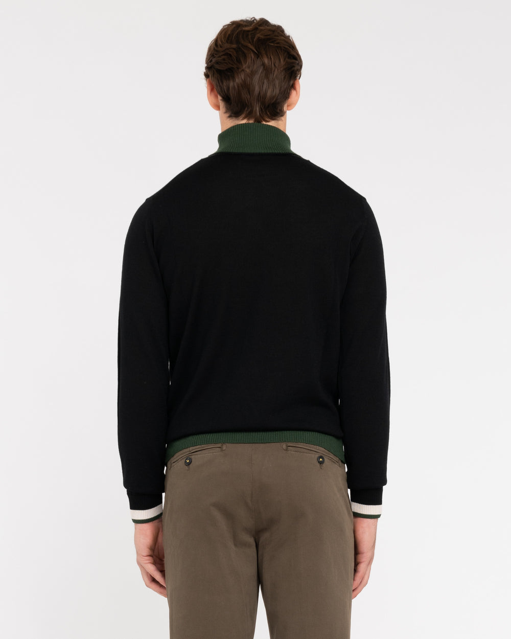 black wool blend turtleneck with contrasts