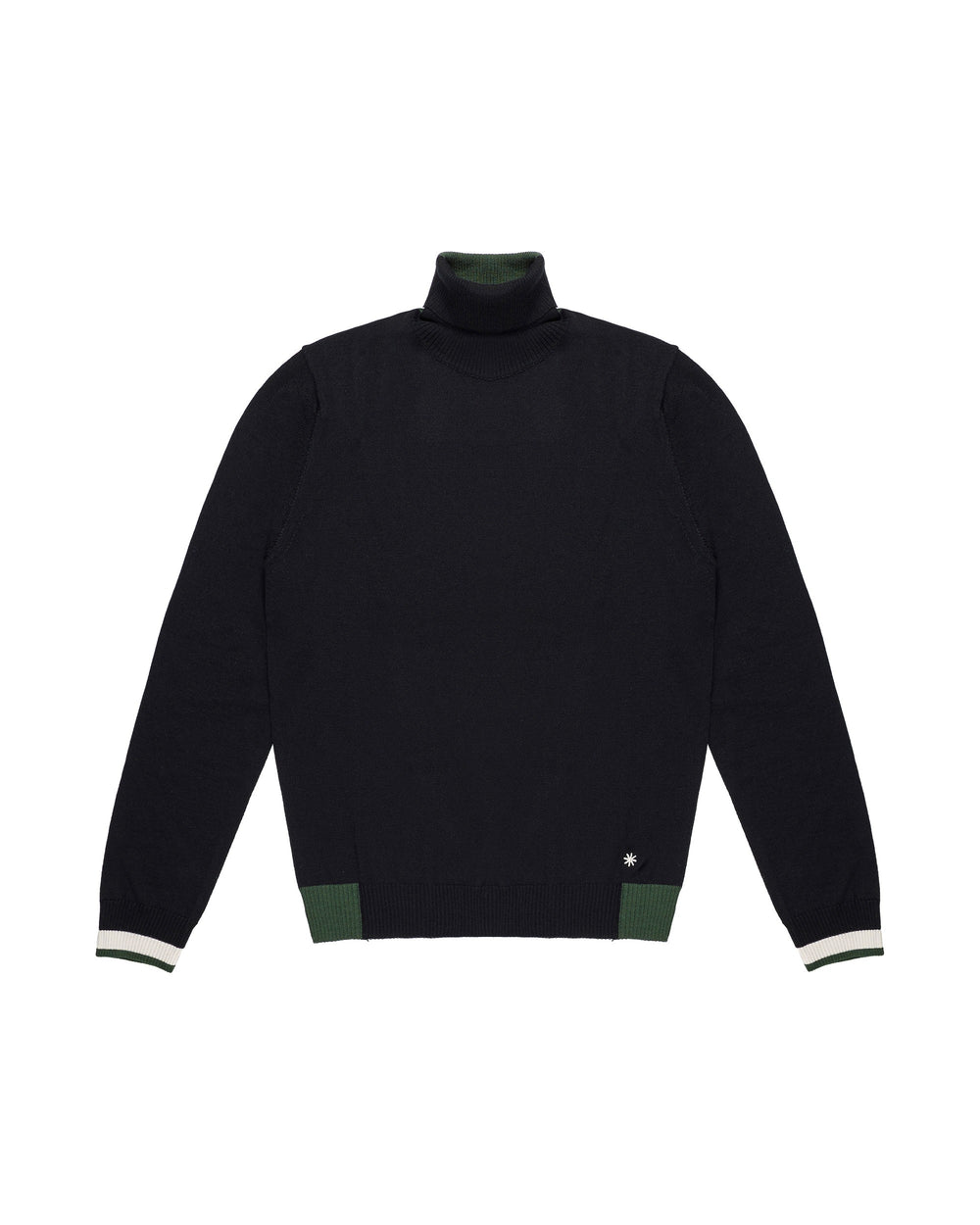 black wool blend turtleneck with contrasts