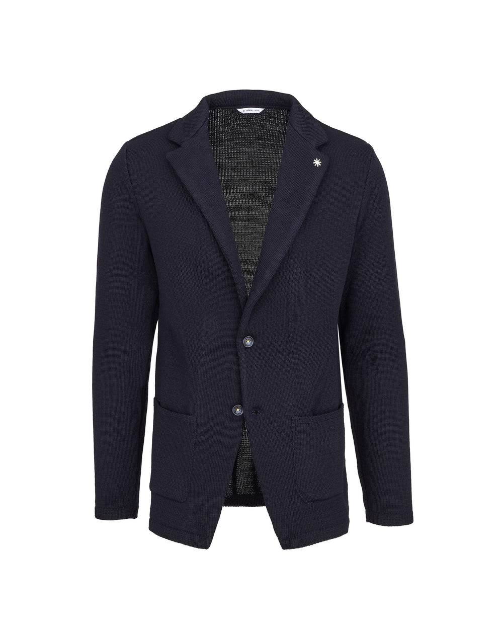 blue wool blend shaved knit jacket