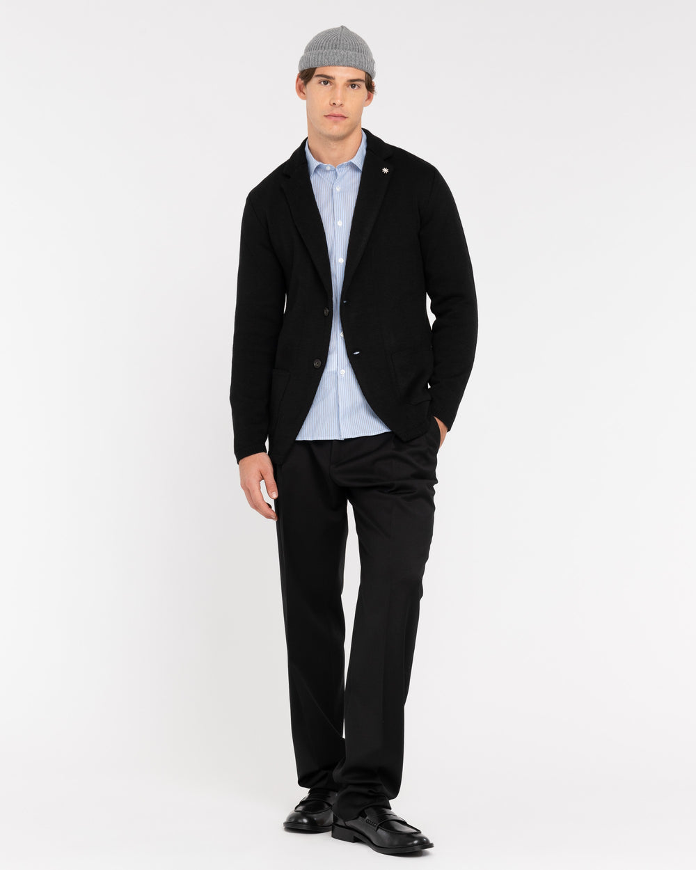 black wool blend shaved knit jacket