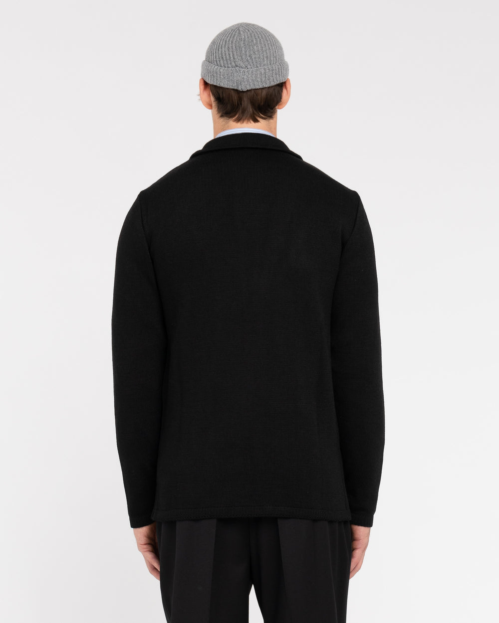 black wool blend shaved knit jacket