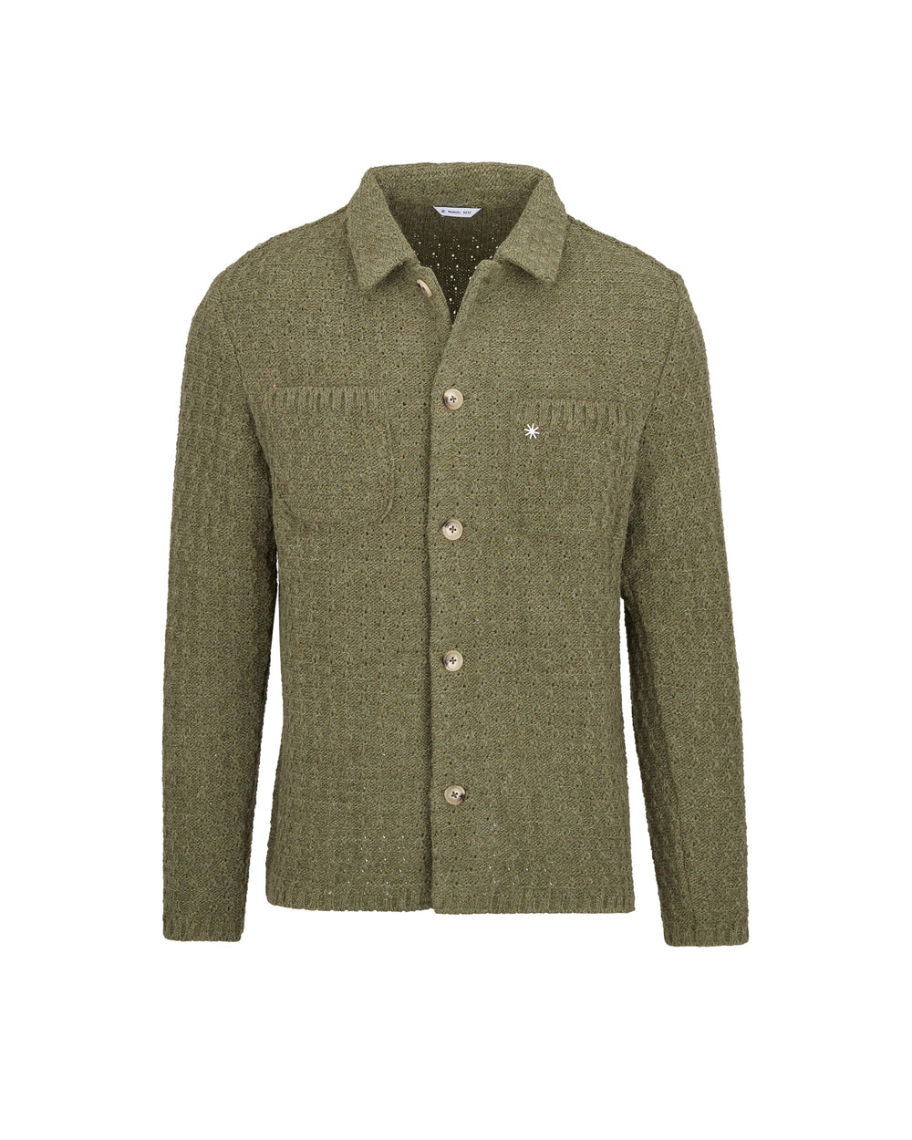 green wool blend knit overshirt