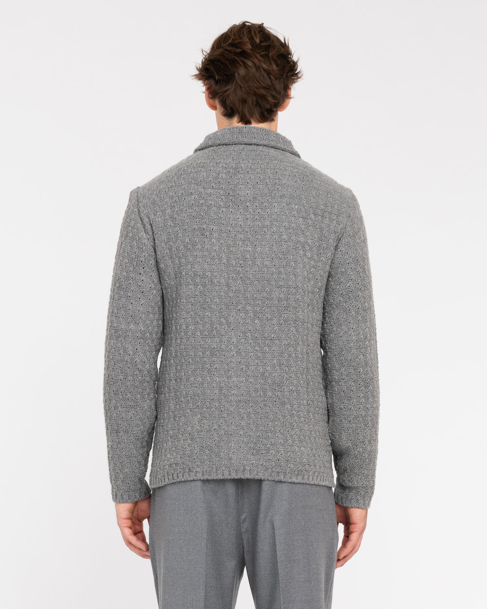 gray wool blend knit overshirt