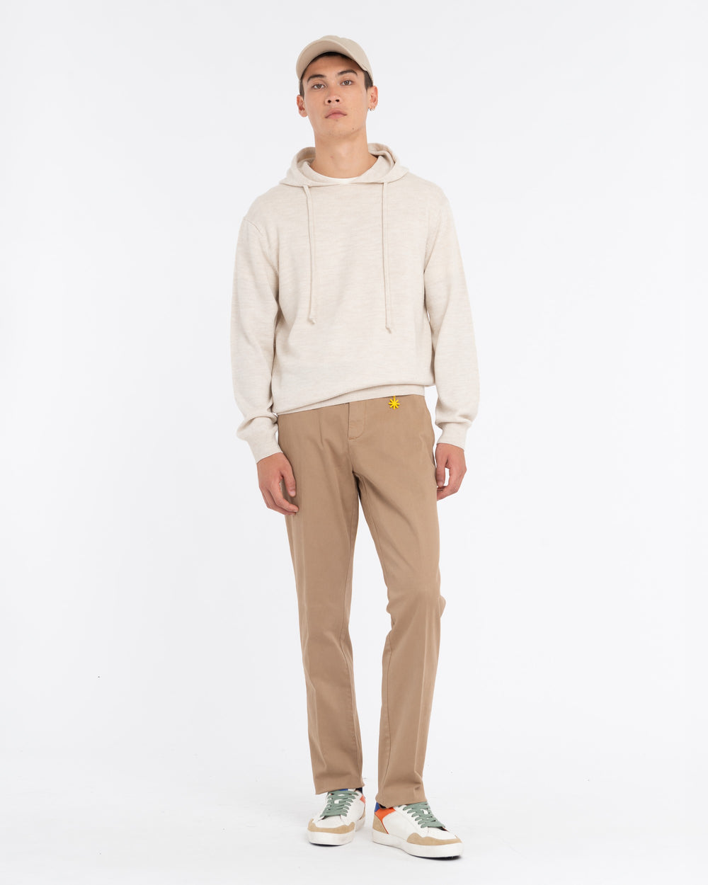 beige stretch cotton twill skinny chino