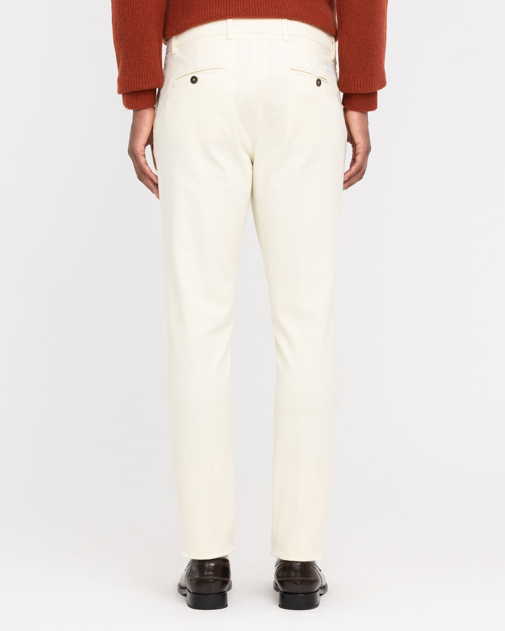 white cotton twill pleated chinos