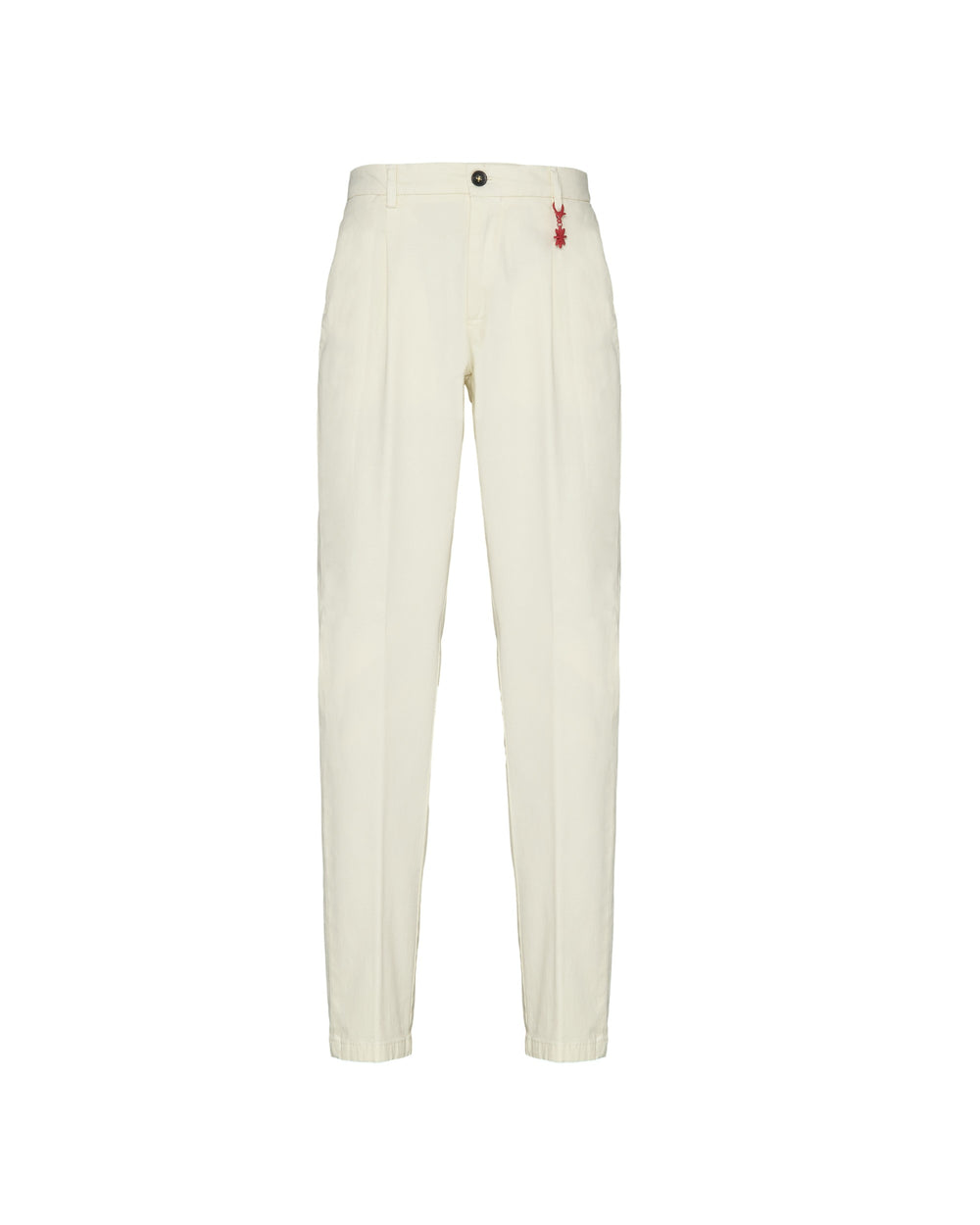 white cotton twill pleated chinos