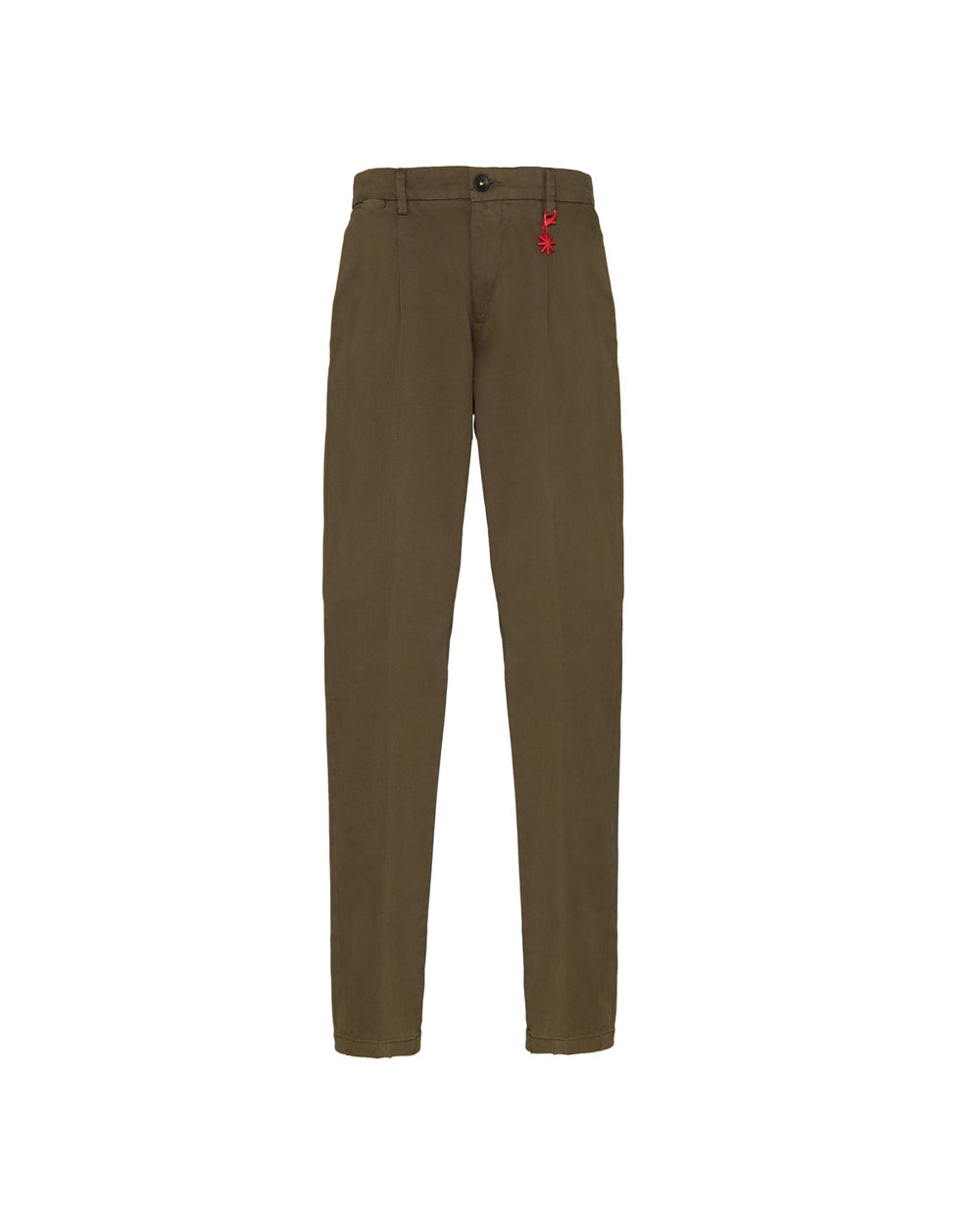 green cotton twill pleated chinos