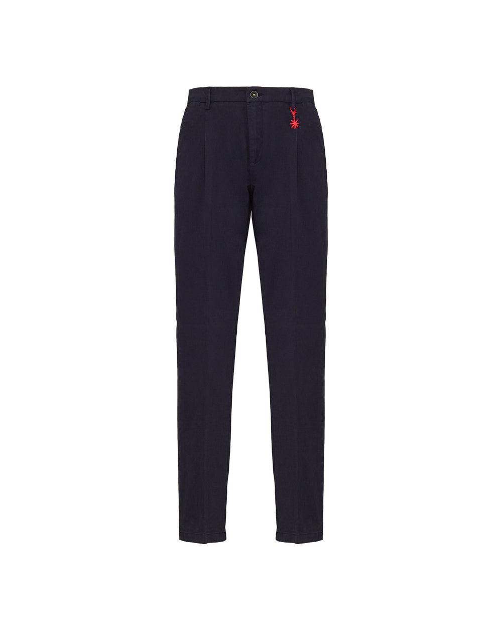 blue cotton twill pleated chinos