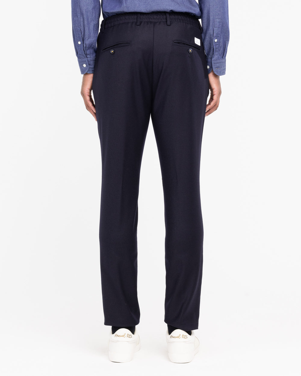 blue stretch wool flannel jogging trousers