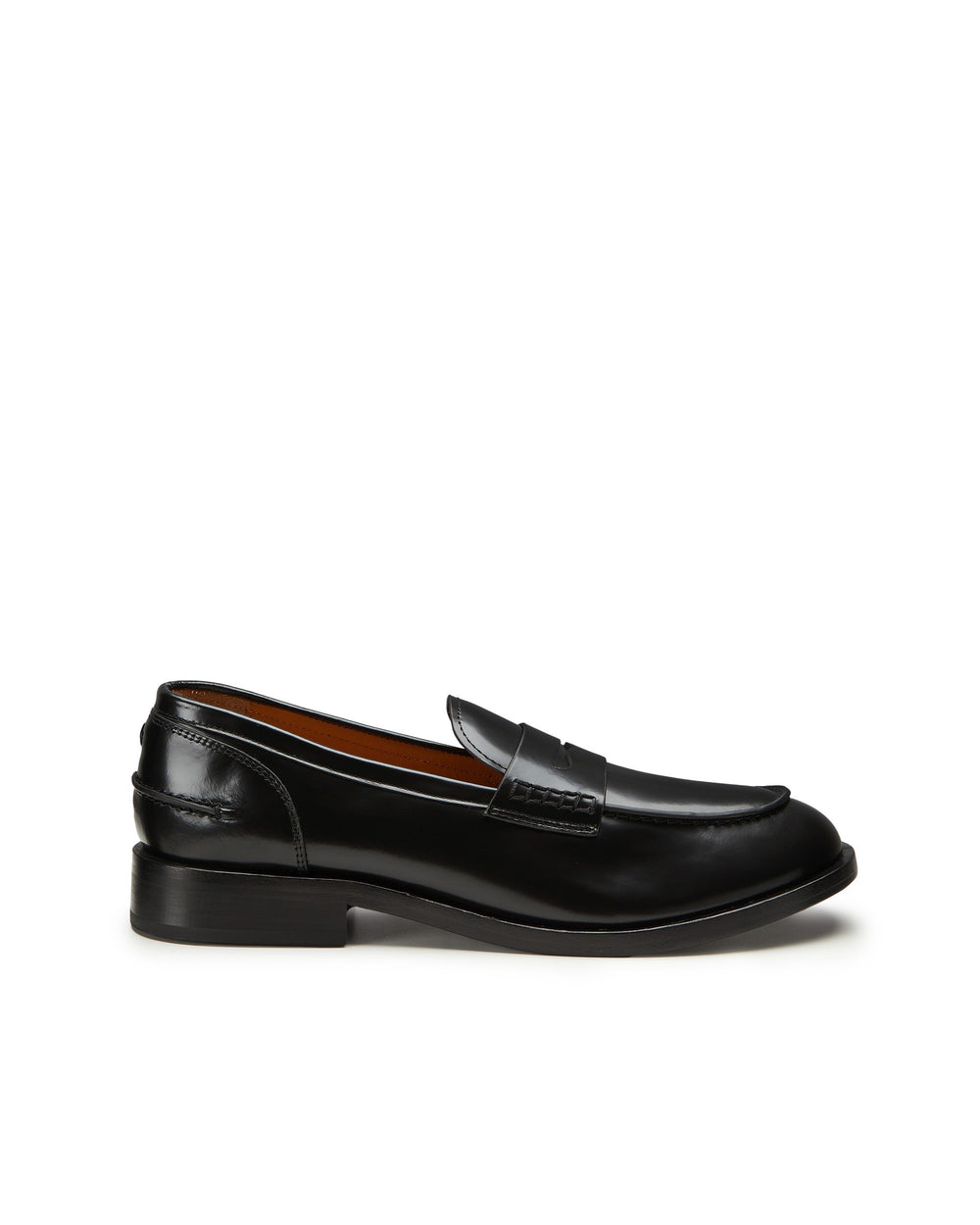 black leather loafer