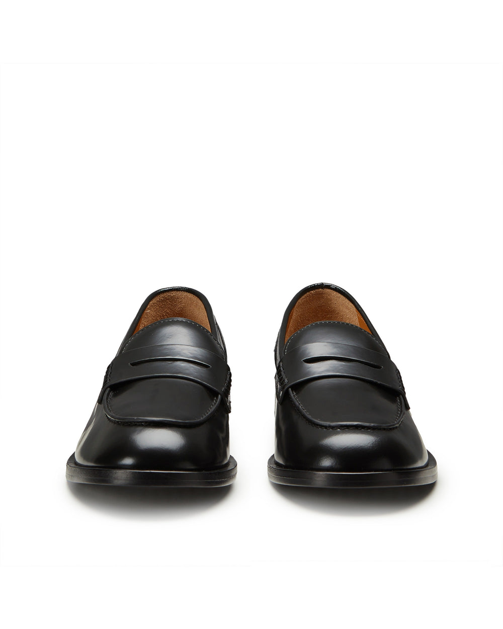 black leather loafer