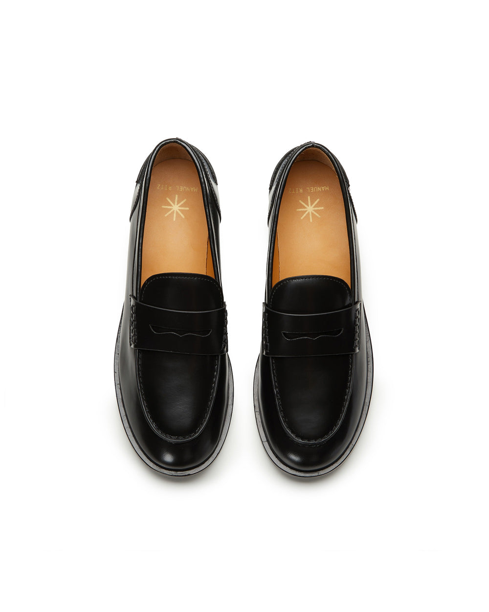 black leather loafer